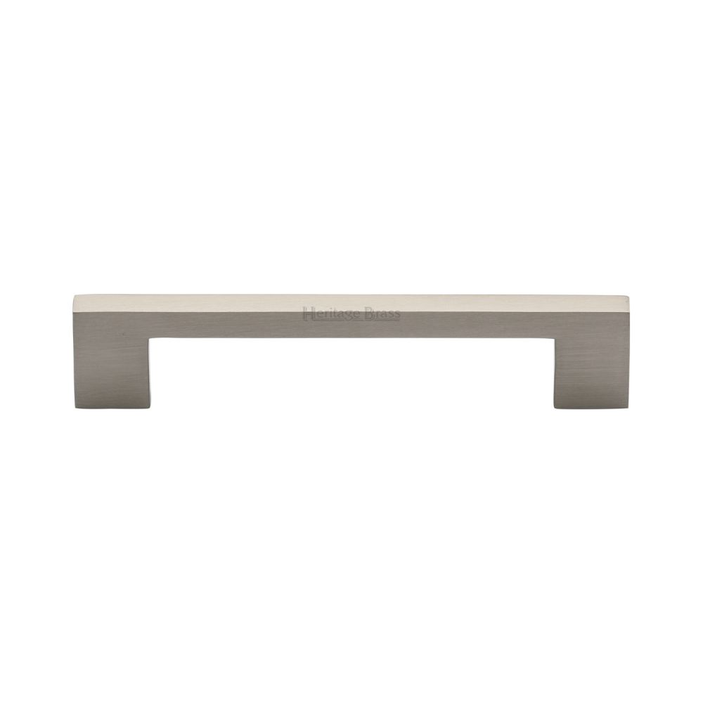 This is an image of a Heritage Brass - Cabinet Pull Metro Design 128mm CTC Satin Nickel Finish, c0337-128-sn that is available to order from Trade Door Handles in Kendal.