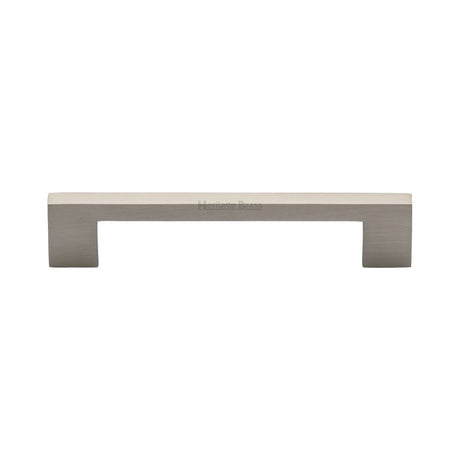 This is an image of a Heritage Brass - Cabinet Pull Metro Design 128mm CTC Satin Nickel Finish, c0337-128-sn that is available to order from Trade Door Handles in Kendal.