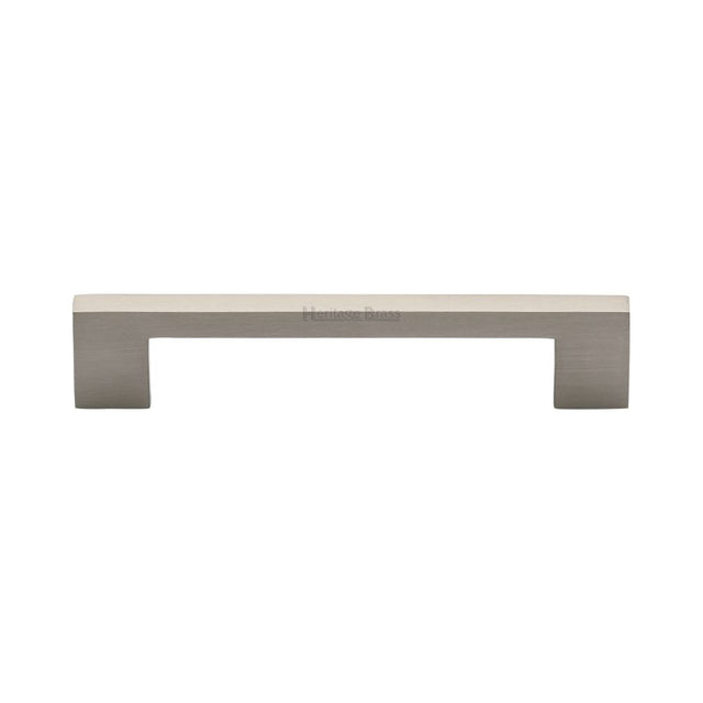 This is an image of a Heritage Brass - Cabinet Pull Metro Design 128mm CTC Satin Nickel Finish, c0337-128-sn that is available to order from Trade Door Handles in Kendal.