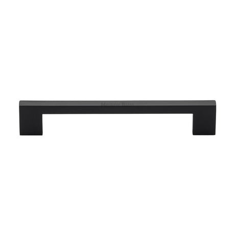 This is an image of a Heritage Brass - Cabinet Pull Metro Design 160mm CTC Matt Black Finish, c0337-160-bkmt that is available to order from Trade Door Handles in Kendal.