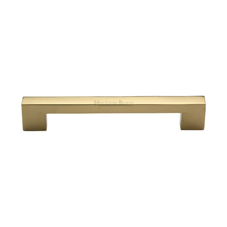 This is an image of a Heritage Brass - Cabinet Pull Metro Design 160mm CTC Polished Brass Finish, c0337-160-pb that is available to order from Trade Door Handles in Kendal.