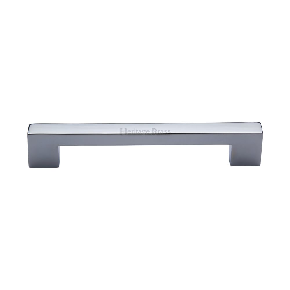 This is an image of a Heritage Brass - Cabinet Pull Metro Design 160mm CTC Polished Chrome Finish, c0337-160-pc that is available to order from Trade Door Handles in Kendal.