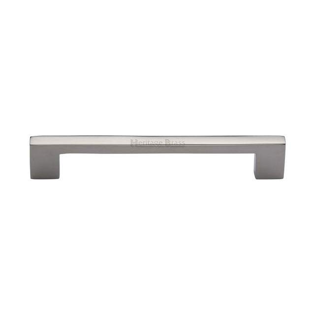 This is an image of a Heritage Brass - Cabinet Pull Metro Design 160mm CTC Polished Nickel Finish, c0337-160-pnf that is available to order from Trade Door Handles in Kendal.