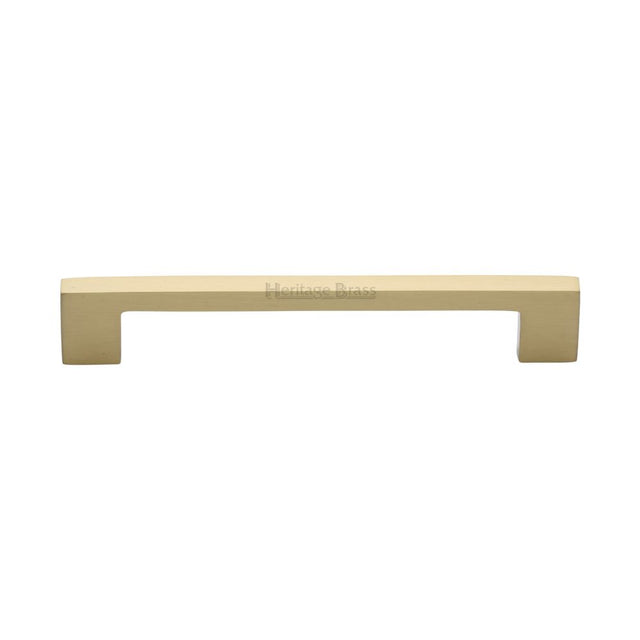 This is an image of a Heritage Brass - Cabinet Pull Metro Design 160mm CTC Satin Brass Finish, c0337-160-sb that is available to order from Trade Door Handles in Kendal.