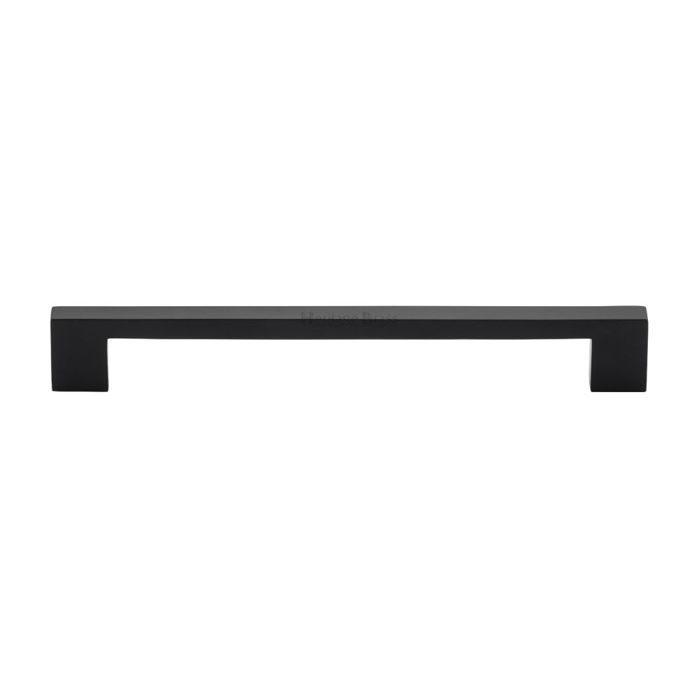 This is an image of a Heritage Brass - Cabinet Pull Metro Design 192mm CTC Matt Black Finish, c0337-192-bkmt that is available to order from Trade Door Handles in Kendal.