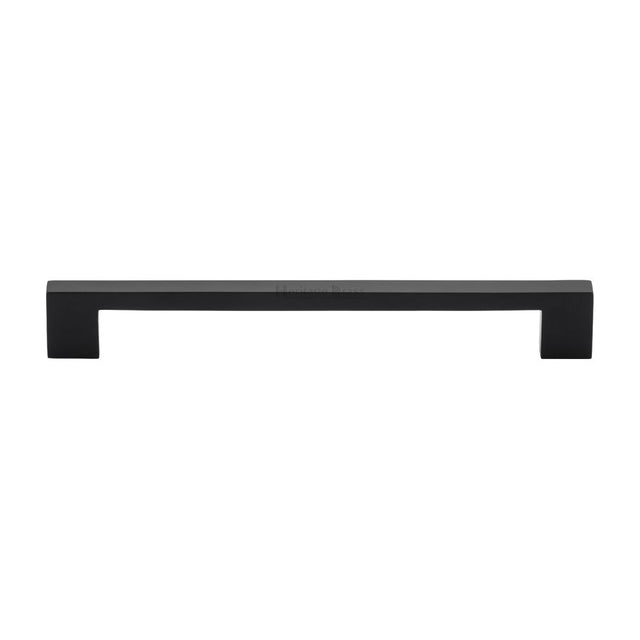 This is an image of a Heritage Brass - Cabinet Pull Metro Design 192mm CTC Matt Black Finish, c0337-192-bkmt that is available to order from Trade Door Handles in Kendal.