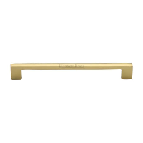 This is an image of a Heritage Brass - Cabinet Pull Metro Design 192mm CTC Polished Brass Finish, c0337-192-pb that is available to order from Trade Door Handles in Kendal.