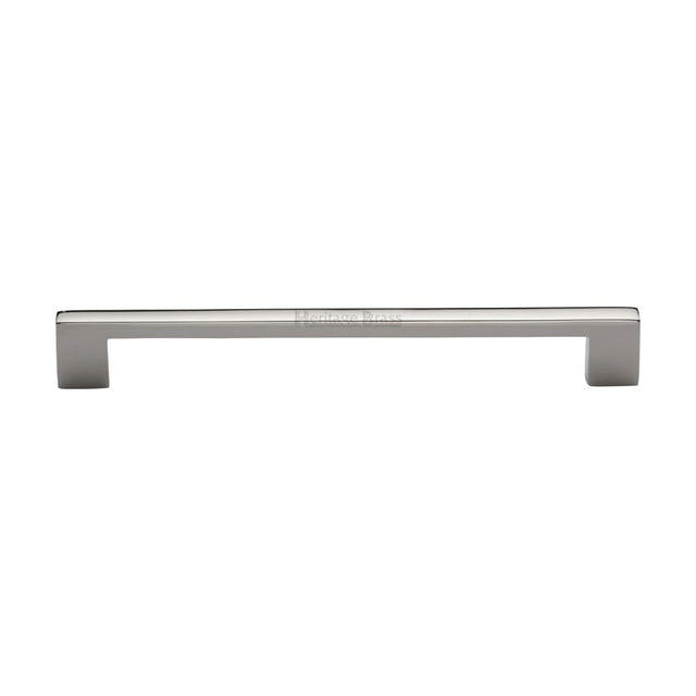 This is an image of a Heritage Brass - Cabinet Pull Metro Design 192mm CTC Polished Nickel Finish, c0337-192-pnf that is available to order from Trade Door Handles in Kendal.