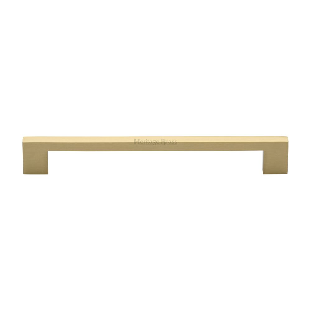 This is an image of a Heritage Brass - Cabinet Pull Metro Design 192mm CTC Satin Brass Finish, c0337-192-sb that is available to order from Trade Door Handles in Kendal.