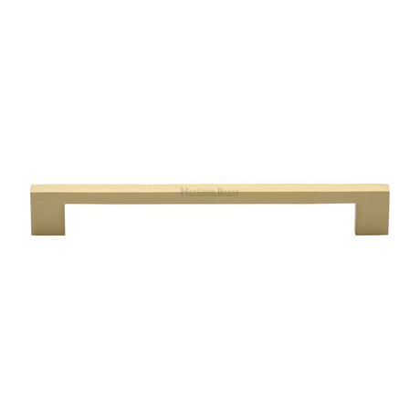 This is an image of a Heritage Brass - Cabinet Pull Metro Design 192mm CTC Satin Brass Finish, c0337-192-sb that is available to order from Trade Door Handles in Kendal.