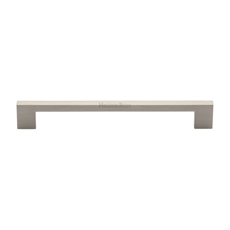 This is an image of a Heritage Brass - Cabinet Pull Metro Design 192mm CTC Satin Nickel Finish, c0337-192-sn that is available to order from Trade Door Handles in Kendal.