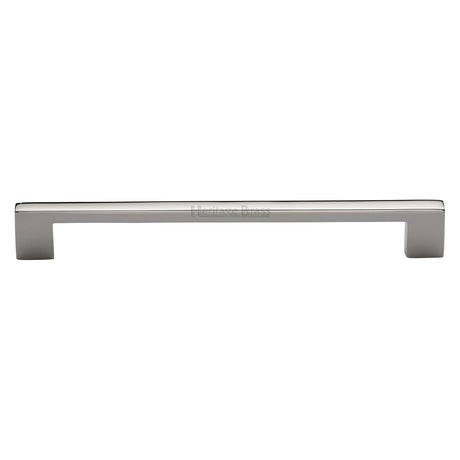 This is an image of a Heritage Brass - Cabinet Pull Metro Design 254mm CTC Polished Nickel Finish, c0337-254-pnf that is available to order from Trade Door Handles in Kendal.