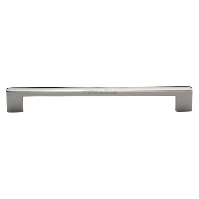 This is an image of a Heritage Brass - Cabinet Pull Metro Design 254mm CTC Polished Nickel Finish, c0337-254-pnf that is available to order from Trade Door Handles in Kendal.