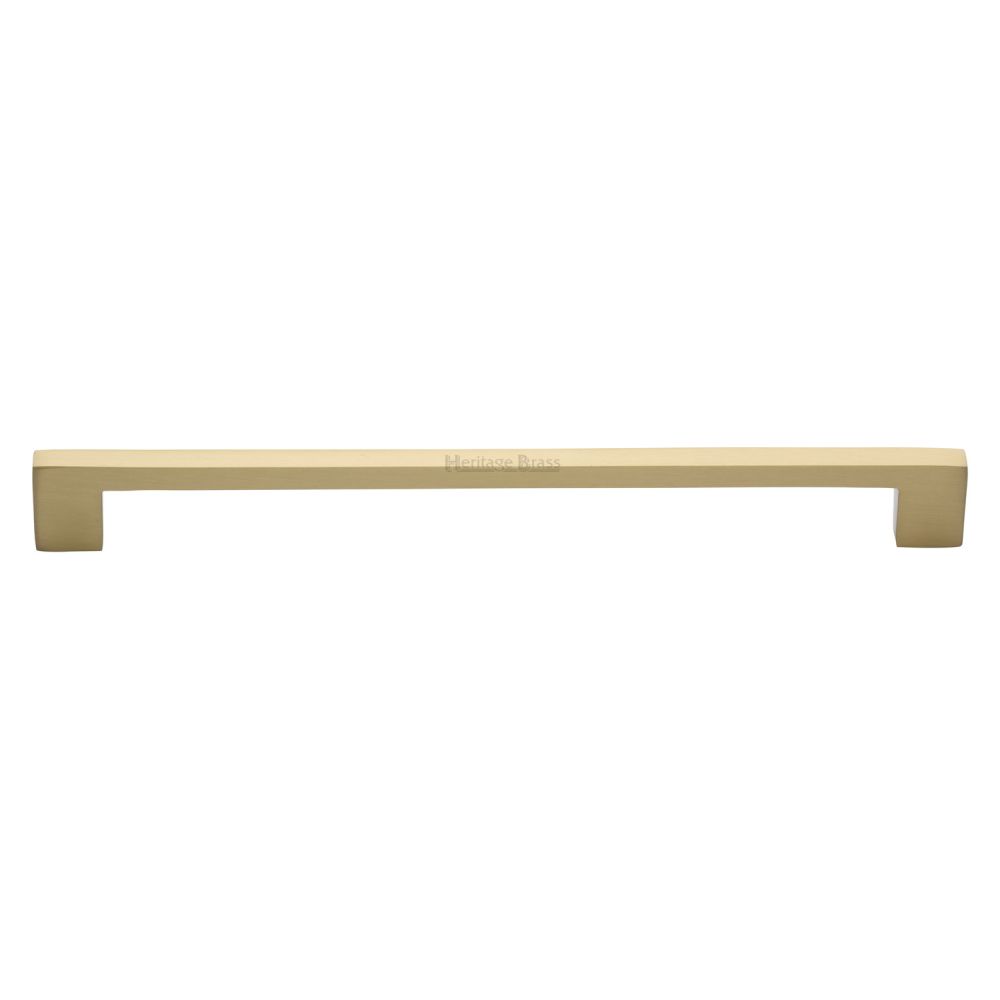 This is an image of a Heritage Brass - Cabinet Pull Metro Design 256mm CTC Satin Brass Finish, c0337-256-sb that is available to order from Trade Door Handles in Kendal.