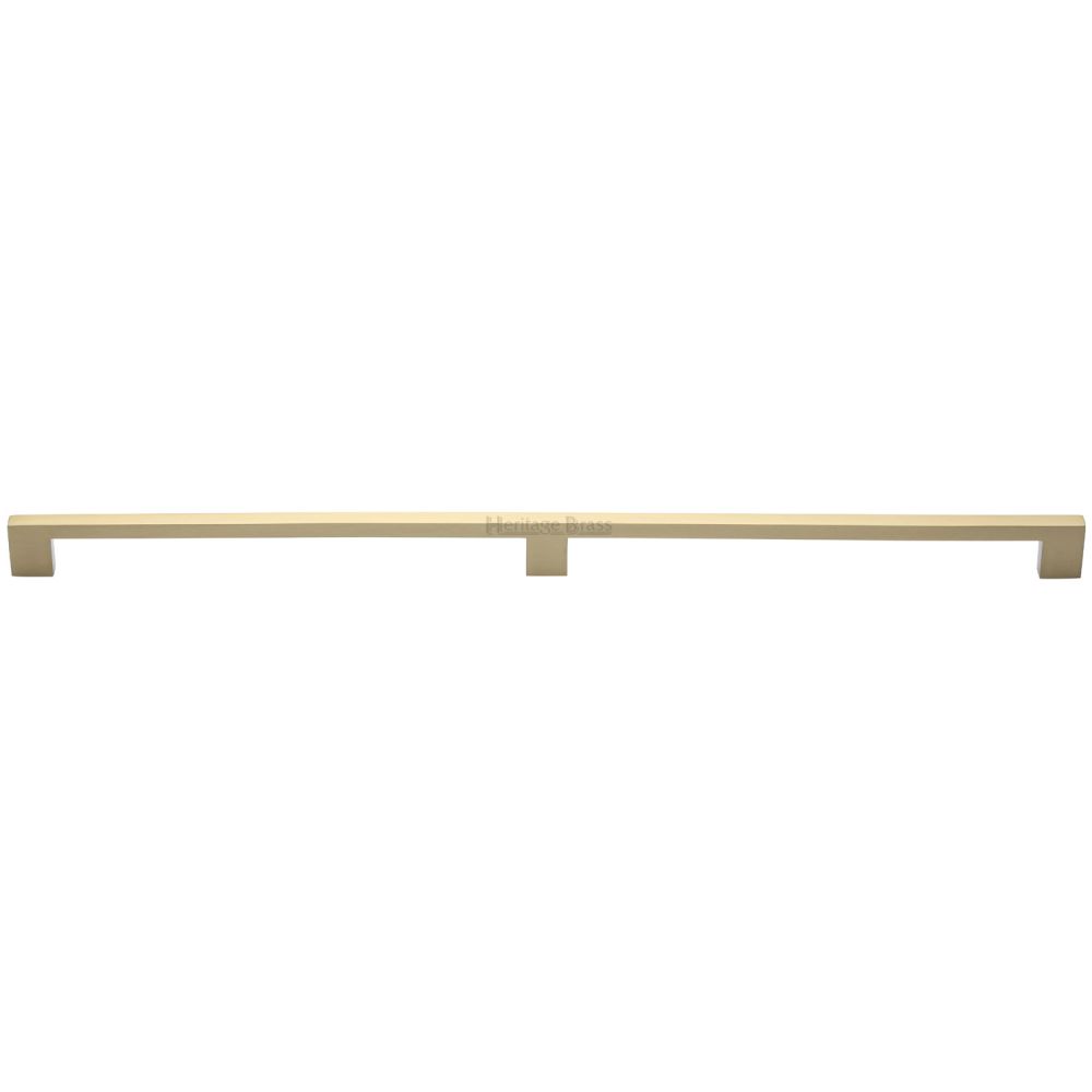 This is an image of a Heritage Brass - Cabinet Pull Metro Design 480mm CTC Satin Brass Finish, c0337-480-sb that is available to order from Trade Door Handles in Kendal.