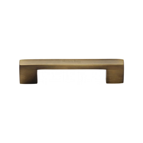 This is an image of a Heritage Brass - Cabinet Pull Metro Design 96mm CTC Antique Brass Finish, c0337-96-at that is available to order from Trade Door Handles in Kendal.