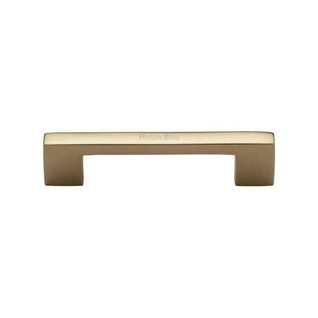 This is an image of a Heritage Brass - Cabinet Pull Metro Design 96mm CTC Polished Brass Finish, c0337-96-pb that is available to order from Trade Door Handles in Kendal.