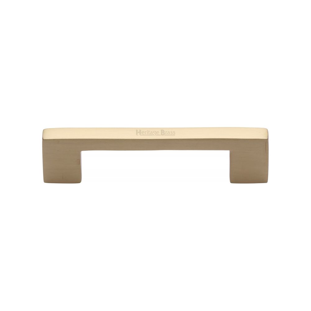 This is an image of a Heritage Brass - Cabinet Pull Metro Design 96mm CTC Satin Brass Finish, c0337-96-sb that is available to order from Trade Door Handles in Kendal.