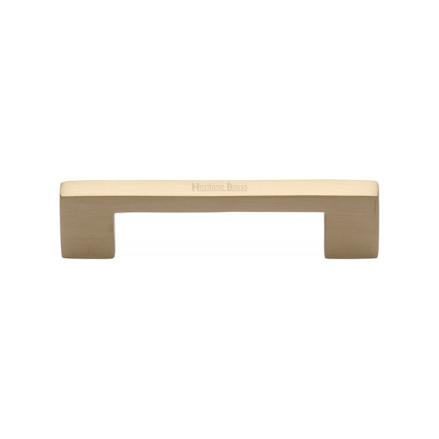 This is an image of a Heritage Brass - Cabinet Pull Metro Design 96mm CTC Satin Brass Finish, c0337-96-sb that is available to order from Trade Door Handles in Kendal.