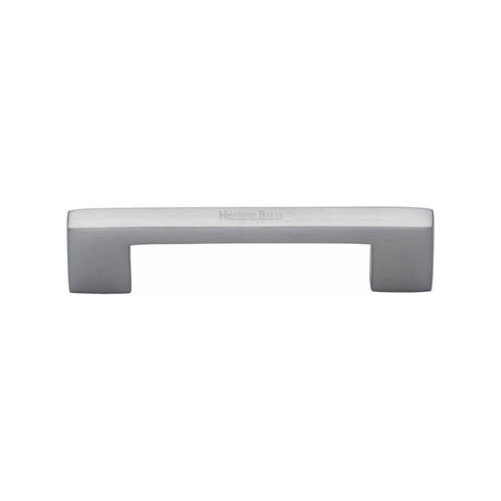 This is an image of a Heritage Brass - Cabinet Pull Metro Design 96mm CTC Satin Chrome Finish, c0337-96-sc that is available to order from Trade Door Handles in Kendal.