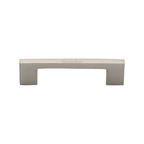 This is an image of a Heritage Brass - Cabinet Pull Metro Design 96mm CTC Satin Nickel Finish, c0337-96-sn that is available to order from Trade Door Handles in Kendal.