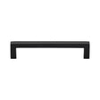 This is an image of a Heritage Brass - Cabinet Pull Square Metro Design 128mm CTC Matt Black Finish, c0339-128-bkmt that is available to order from Trade Door Handles in Kendal.