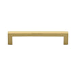 This is an image of a Heritage Brass - Cabinet Pull Square Metro Design 128mm CTC Satin Brass Finish, c0339-128-sb that is available to order from Trade Door Handles in Kendal.