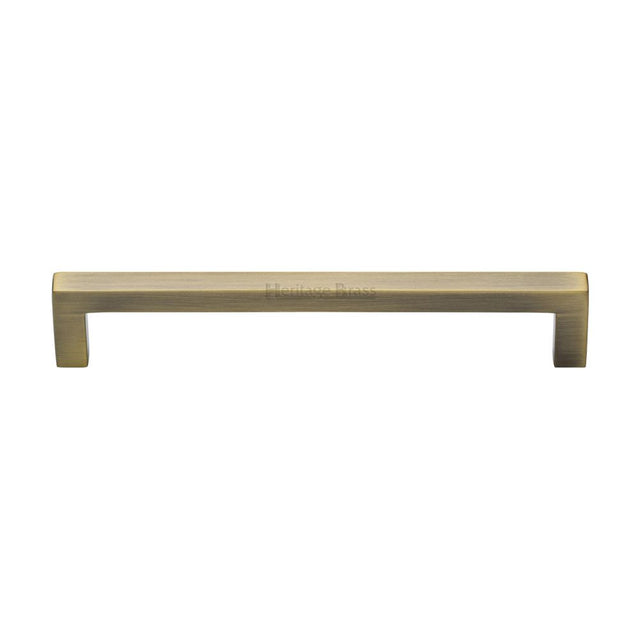 This is an image of a Heritage Brass - Cabinet Pull Square Metro Design 160mm CTC Antique Brass Finish, c0339-160-at that is available to order from Trade Door Handles in Kendal.