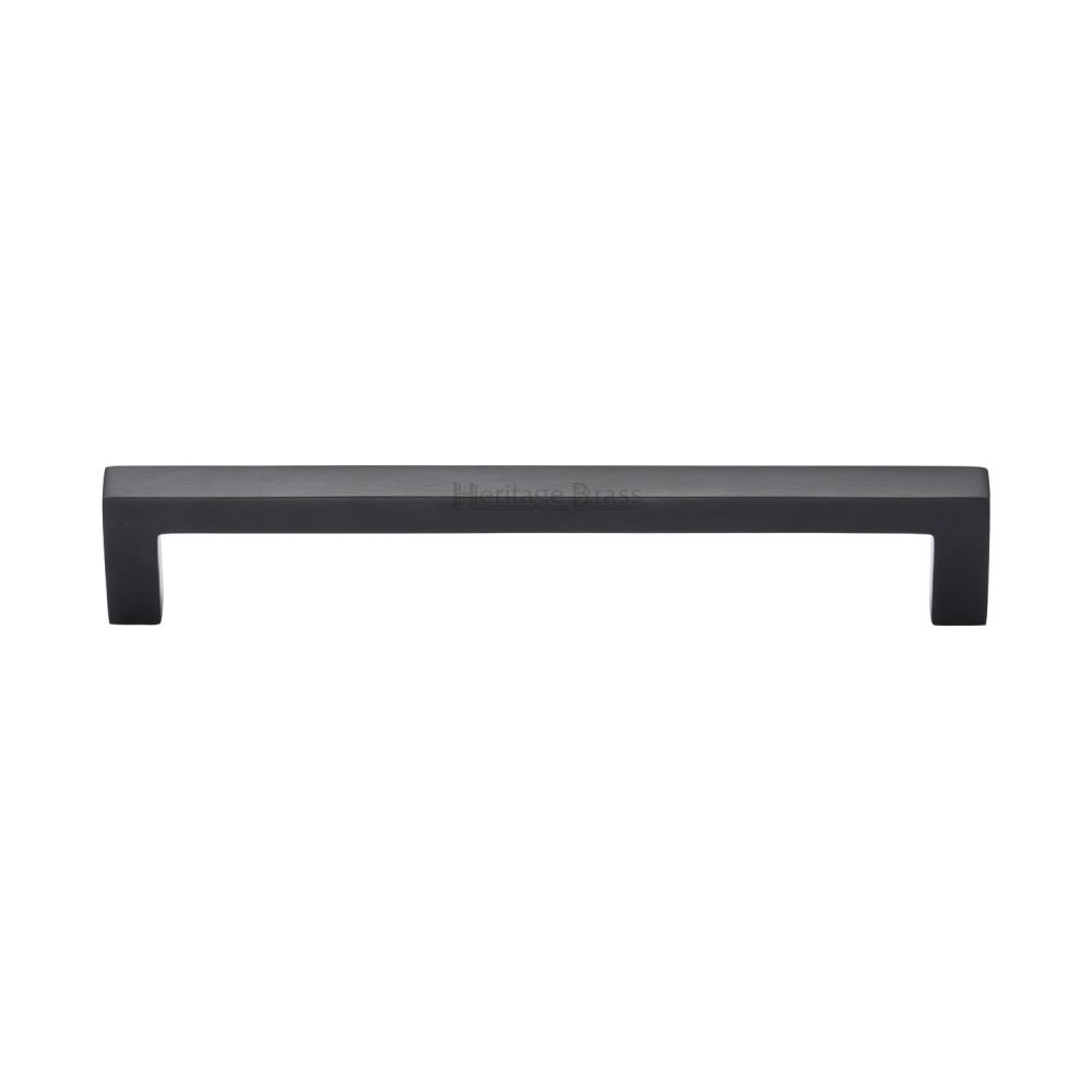 This is an image of a Heritage Brass - Cabinet Pull Square Metro Design 160mm CTC Matt Black Finish, c0339-160-bkmt that is available to order from Trade Door Handles in Kendal.