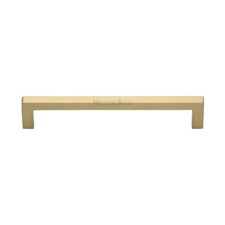 This is an image of a Heritage Brass - Cabinet Pull Square Metro Design 160mm CTC Satin Brass Finish, c0339-160-sb that is available to order from Trade Door Handles in Kendal.