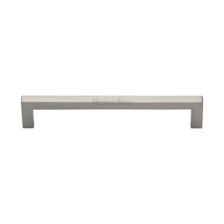 This is an image of a Heritage Brass - Cabinet Pull Square Metro Design 160mm CTC Satin Nickel Finish, c0339-160-sn that is available to order from Trade Door Handles in Kendal.