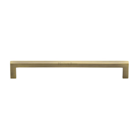 This is an image of a Heritage Brass - Cabinet Pull Square Metro Design 192mm CTC Antique Brass Finish, c0339-192-at that is available to order from Trade Door Handles in Kendal.