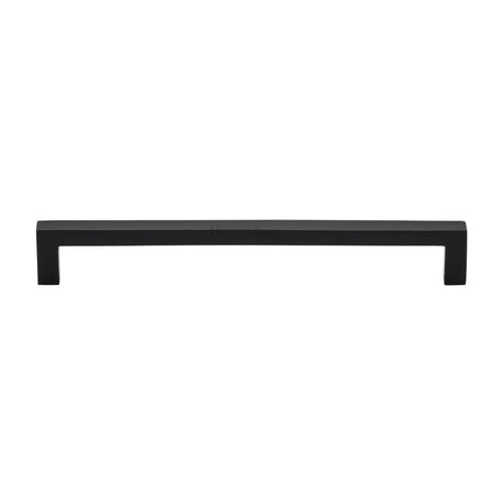 This is an image of a Heritage Brass - Cabinet Pull Square Metro Design 192mm CTC Matt Black Finish, c0339-192-bkmt that is available to order from Trade Door Handles in Kendal.