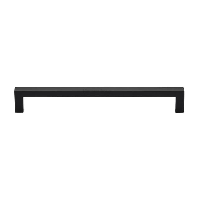 This is an image of a Heritage Brass - Cabinet Pull Square Metro Design 192mm CTC Matt Black Finish, c0339-192-bkmt that is available to order from Trade Door Handles in Kendal.