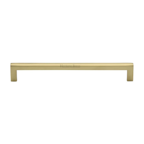 This is an image of a Heritage Brass - Cabinet Pull Square Metro Design 192mm CTC Polished Brass Finish, c0339-192-pb that is available to order from Trade Door Handles in Kendal.