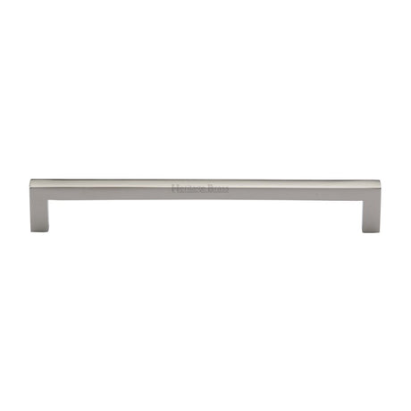 This is an image of a Heritage Brass - Cabinet Pull Square Metro Design 192mm CTC Polished Nickel Finish, c0339-192-pnf that is available to order from Trade Door Handles in Kendal.