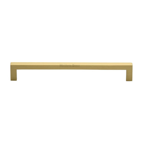 This is an image of a Heritage Brass - Cabinet Pull Square Metro Design 192mm CTC Satin Brass Finish, c0339-192-sb that is available to order from Trade Door Handles in Kendal.