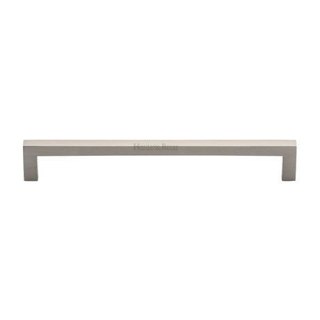 This is an image of a Heritage Brass - Cabinet Pull Square Metro Design 192mm CTC Satin Nickel Finish, c0339-192-sn that is available to order from Trade Door Handles in Kendal.