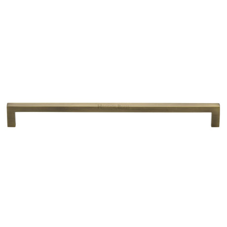 This is an image of a Heritage Brass - Cabinet Pull Square Metro Design 256mm CTC Antique Brass Finish, c0339-256-at that is available to order from Trade Door Handles in Kendal.