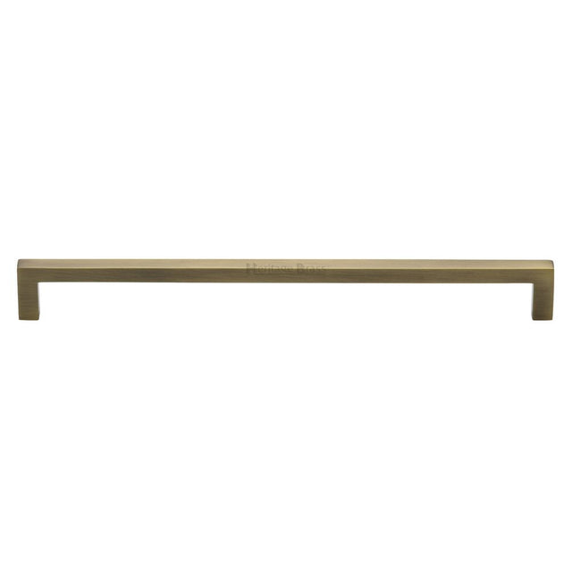 This is an image of a Heritage Brass - Cabinet Pull Square Metro Design 256mm CTC Antique Brass Finish, c0339-256-at that is available to order from Trade Door Handles in Kendal.