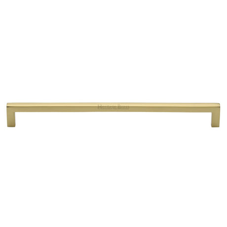 This is an image of a Heritage Brass - Cabinet Pull Square Metro Design 256mm CTC Polished Brass Finish, c0339-256-pb that is available to order from Trade Door Handles in Kendal.