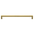 This is an image of a Heritage Brass - Cabinet Pull Square Metro Design 256mm CTC Satin Brass Finish, c0339-256-sb that is available to order from Trade Door Handles in Kendal.