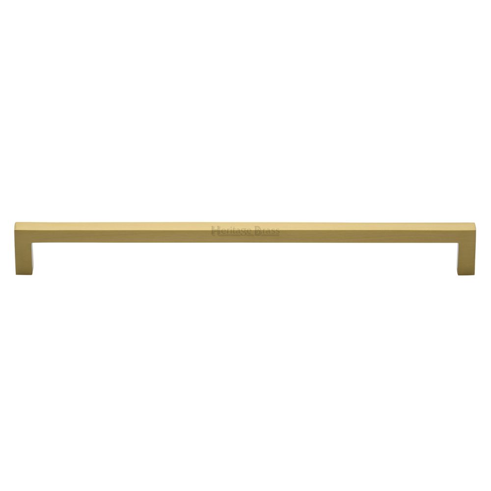 This is an image of a Heritage Brass - Cabinet Pull Square Metro Design 256mm CTC Satin Brass Finish, c0339-256-sb that is available to order from Trade Door Handles in Kendal.