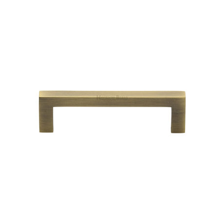 This is an image of a Heritage Brass - Cabinet Pull Square Metro Design 96mm CTC Antique Brass Finish, c0339-96-at that is available to order from Trade Door Handles in Kendal.