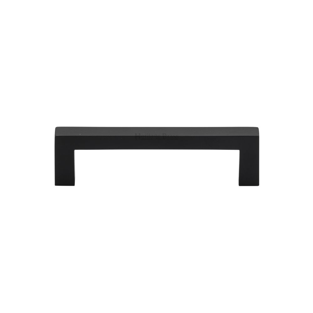 This is an image of a Heritage Brass - Cabinet Pull Square Metro Design 96mm CTC Matt Black Finish, c0339-96-bkmt that is available to order from Trade Door Handles in Kendal.