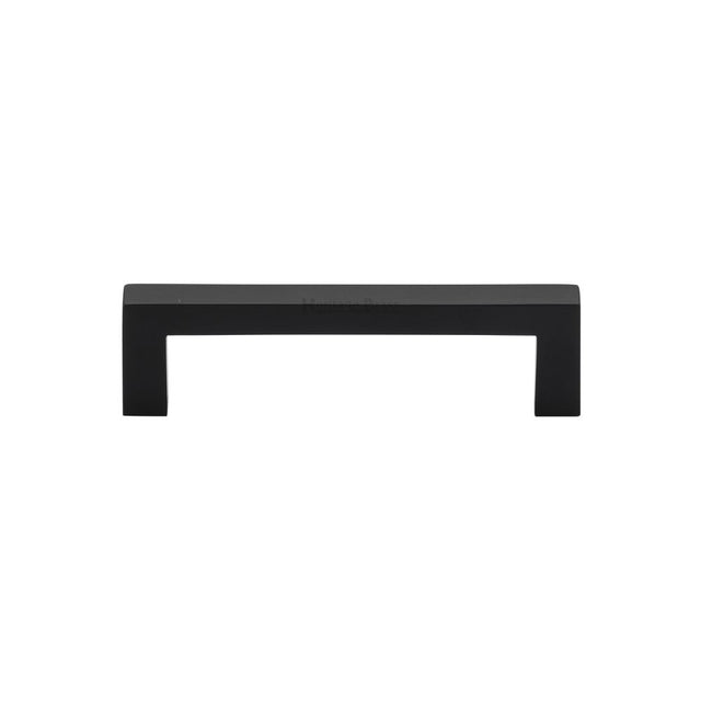 This is an image of a Heritage Brass - Cabinet Pull Square Metro Design 96mm CTC Matt Black Finish, c0339-96-bkmt that is available to order from Trade Door Handles in Kendal.