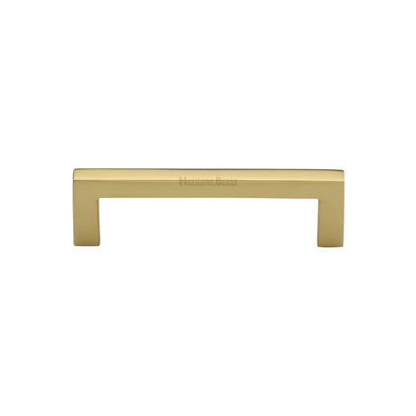 This is an image of a Heritage Brass - Cabinet Pull Square Metro Design 96mm CTC Polished Brass Finish, c0339-96-pb that is available to order from Trade Door Handles in Kendal.