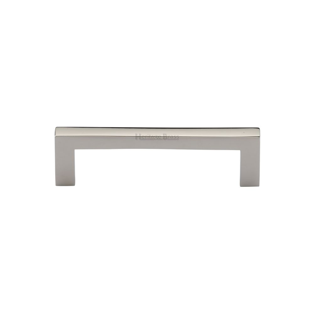 This is an image of a Heritage Brass - Cabinet Pull Square Metro Design 96mm CTC Polished Nickel Finish, c0339-96-pnf that is available to order from Trade Door Handles in Kendal.