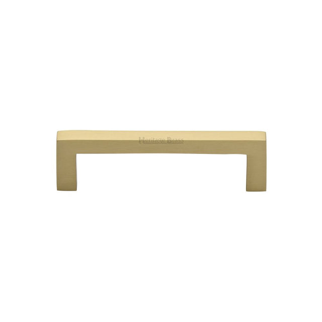 This is an image of a Heritage Brass - Cabinet Pull Square Metro Design 96mm CTC Satin Brass Finish, c0339-96-sb that is available to order from Trade Door Handles in Kendal.