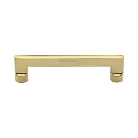 This is an image of a Heritage Brass - Cabinet Pull Apollo Design 128mm CTC Polished Brass Finish, c0345-128-pb that is available to order from Trade Door Handles in Kendal.